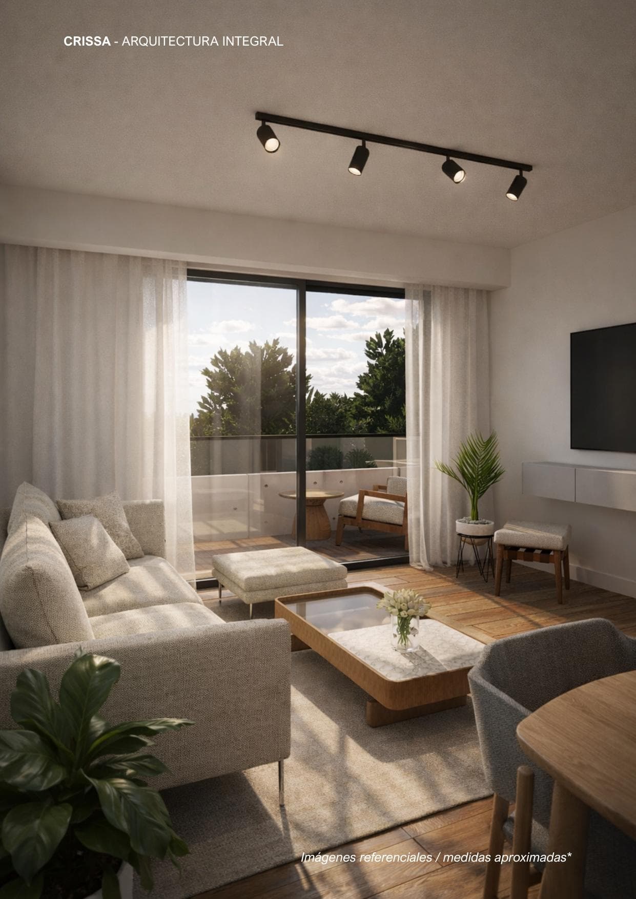 CRISSA 3456 — living interior con balcón